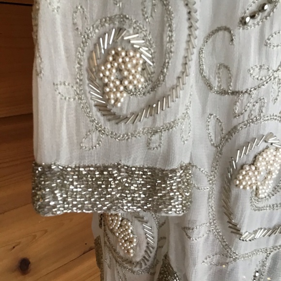 FREE PEOPLE OFF WHITE  CRYSTALS & TINY PEARLS DRESS - Picture 9 of 12
